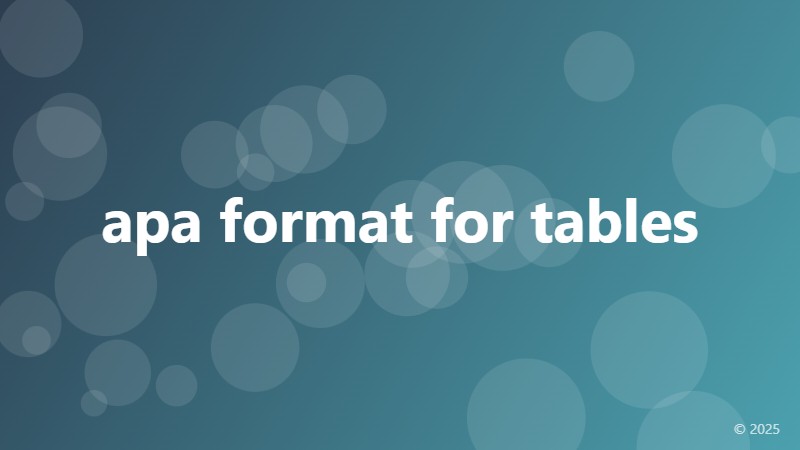 apa format for tables