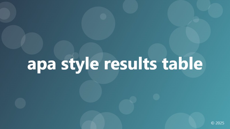 apa style results table