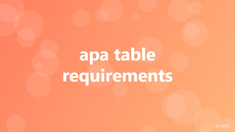 apa table requirements